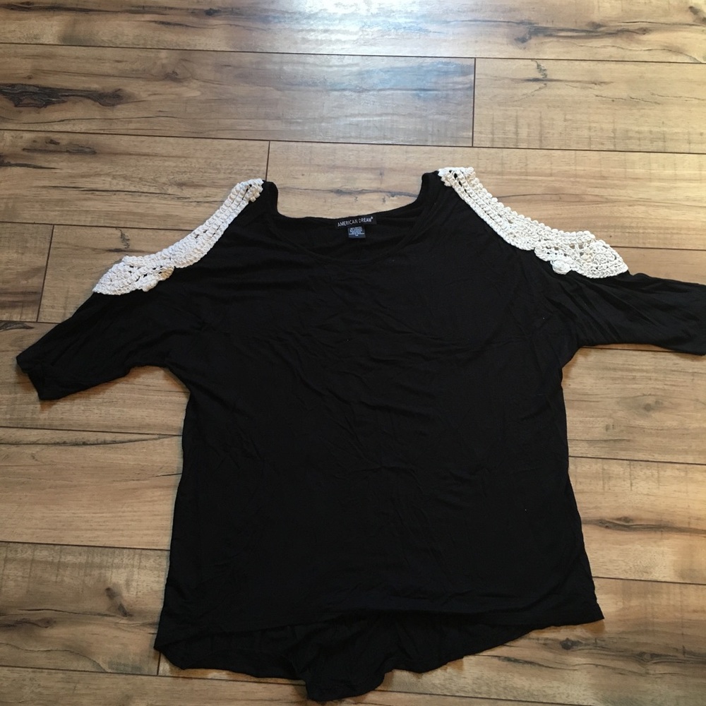 Cute women's black tunic with open shoulder